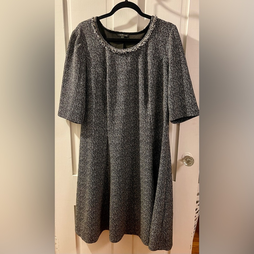 Old Money-Inspired, Black & White Tweed Dress, Size 18/20